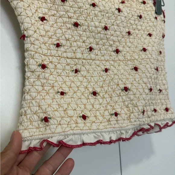 Free People Rose Bud Smocked Tube Top- XS - Picture 6 of 10